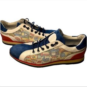 Zelli Italia RARE Alpha Calfskin Alpha Print Sneakers Blue (65-211-BLU) Sz 10.5